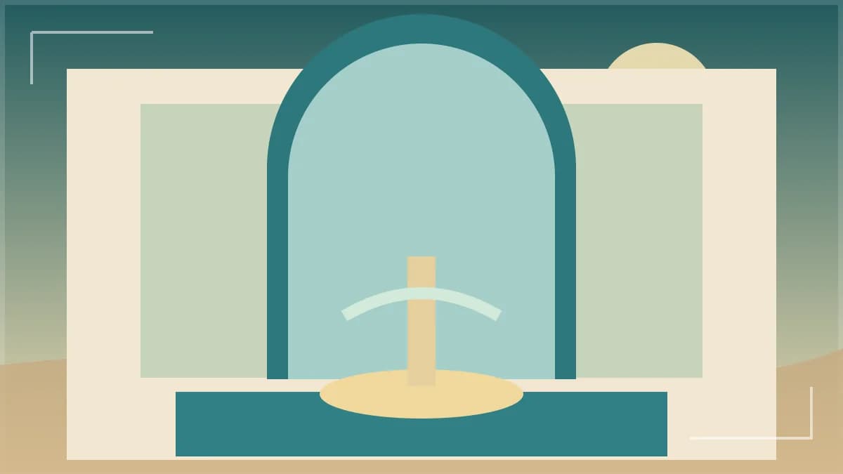 Illustration of a traditional Moroccan riad courtyard