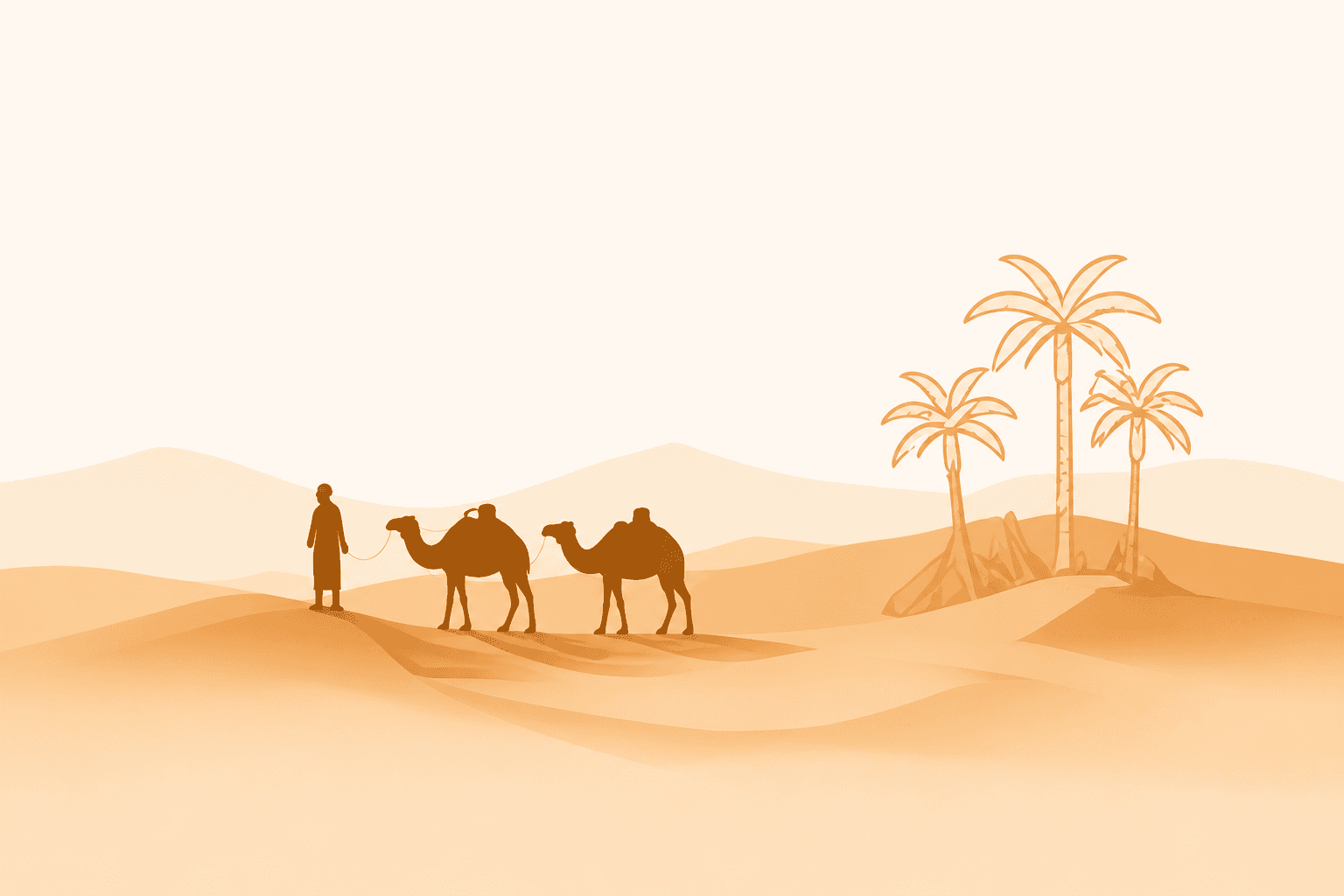 Camel trek at sunset in the Merzouga Sahara Desert