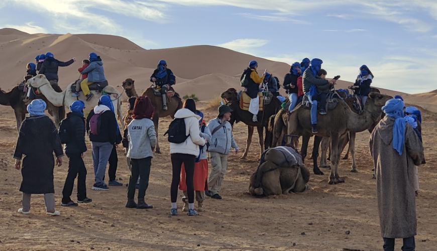 dunes merzouga desert with riding a camel